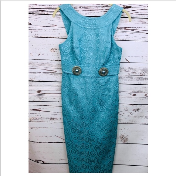 Muse Teal Sheath Dress - Picture 3 of 6